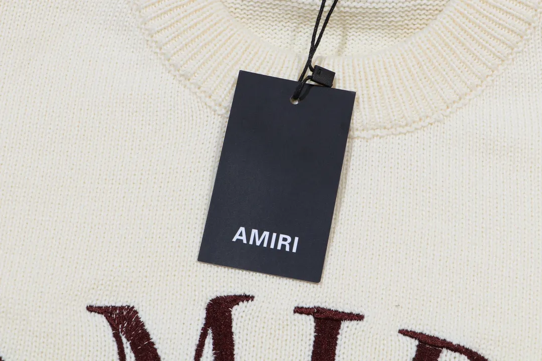 P280 AMIRI 2024 new sweater, logo embroidery on the chest 1:1 Color: Pearl White, Black Size: S M L XL XXL