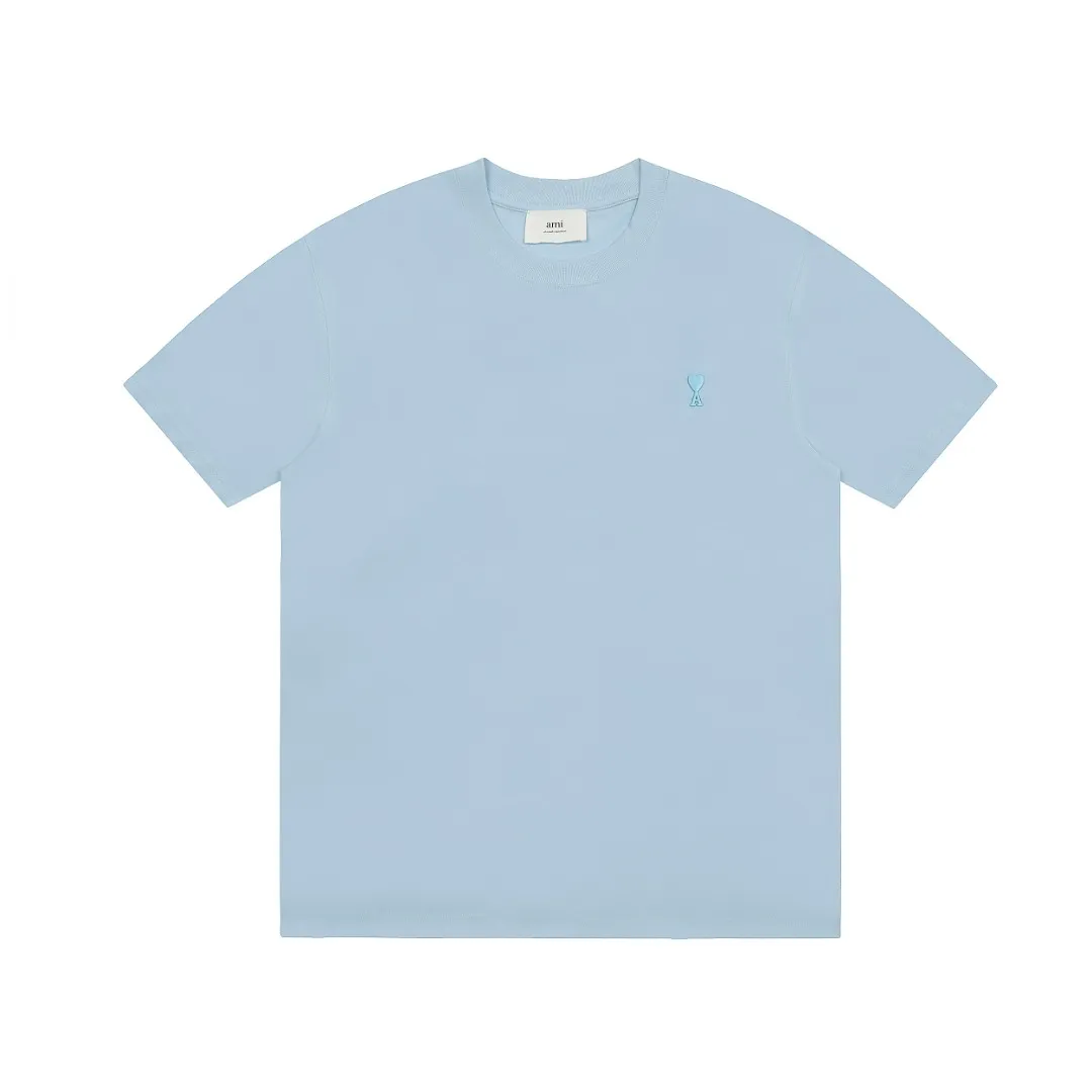 Ami Amy 2024ss spring new style classic metal stamp short sleeves ✅Correct version of customized metal. There is no small embroidery mark on the reverse side of this style. ✅The maximum size can be worn up to 230 pounds. No pressure to export to Europe and the United States. Sizes S-XL. Color: black, white, apricot, navy blue, burgundy, pink, sky blue, mint green.