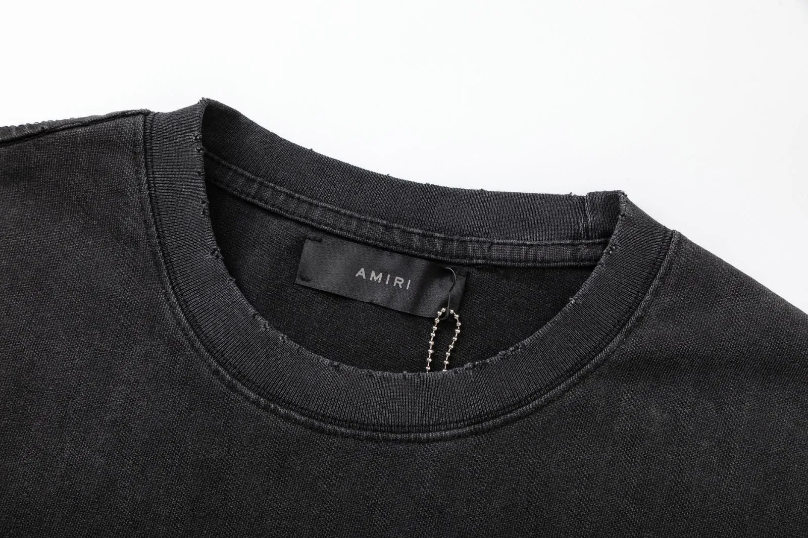 8037#P170, AMIRI cracked logo printed, washed, frayed and fried, loose version of T-shirt, made of 300g fabric, color: black, size: S M L XL