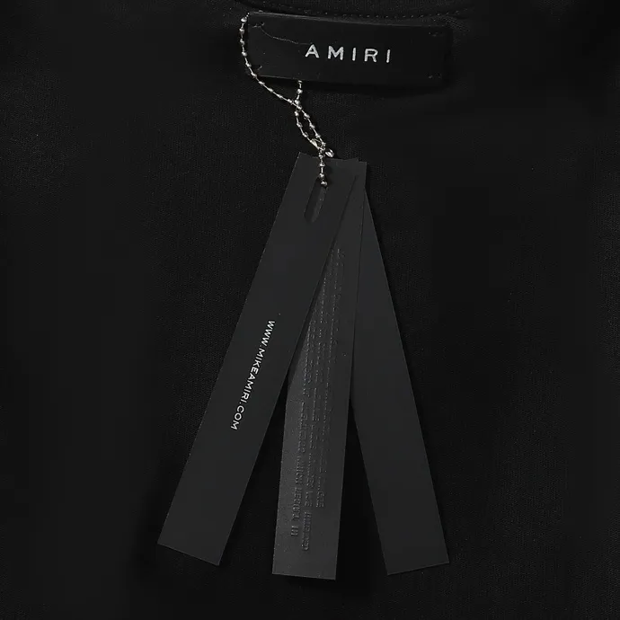 Style number: 722 P114 Fabric: 260g double yarn AMIRI 2025 spring and summer new logo round neck T-shirt high street same style for men and women loose classic letter short sleeves Color: black. Size: S M L XL