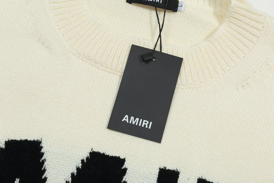 P280 AMIRI New Letter Logo Jacquard Tassel Destroyed Hole Sweater Color: White Black Size: S M L XL XXL