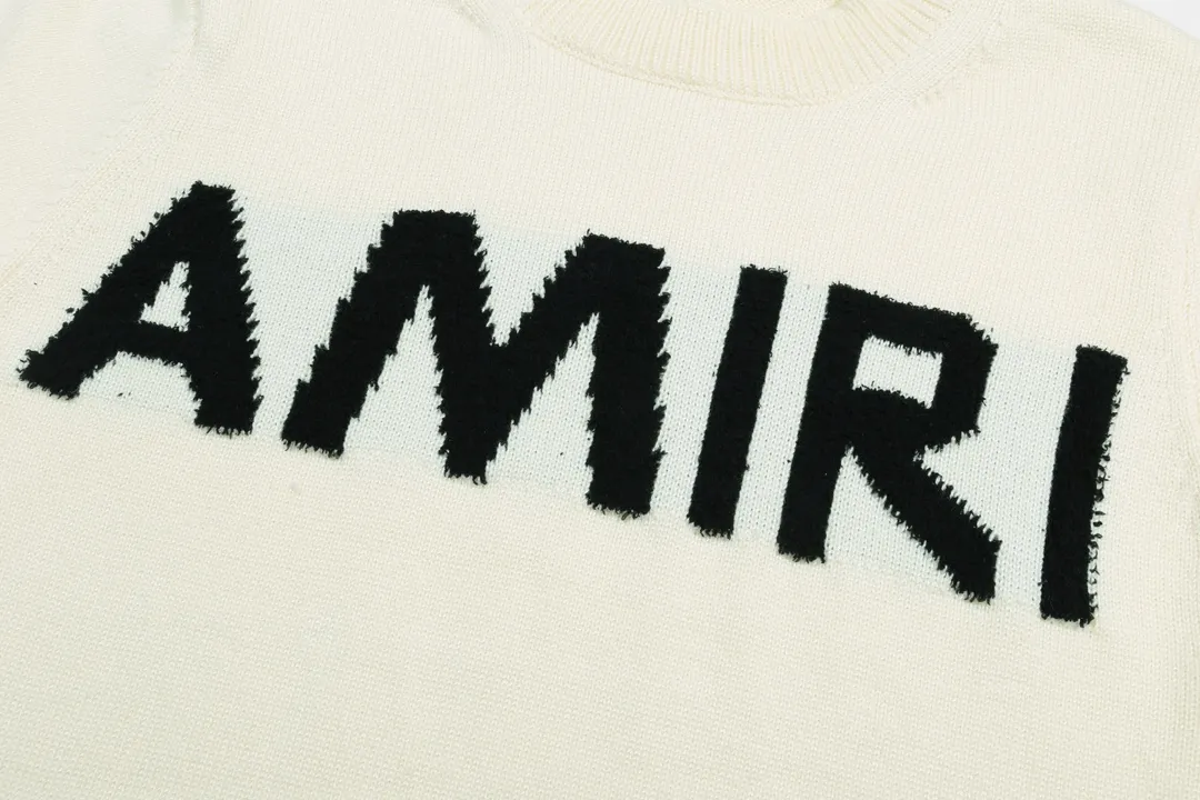 P280 AMIRI New Letter Logo Jacquard Tassel Destroyed Hole Sweater Color: White Black Size: S M L XL XXL