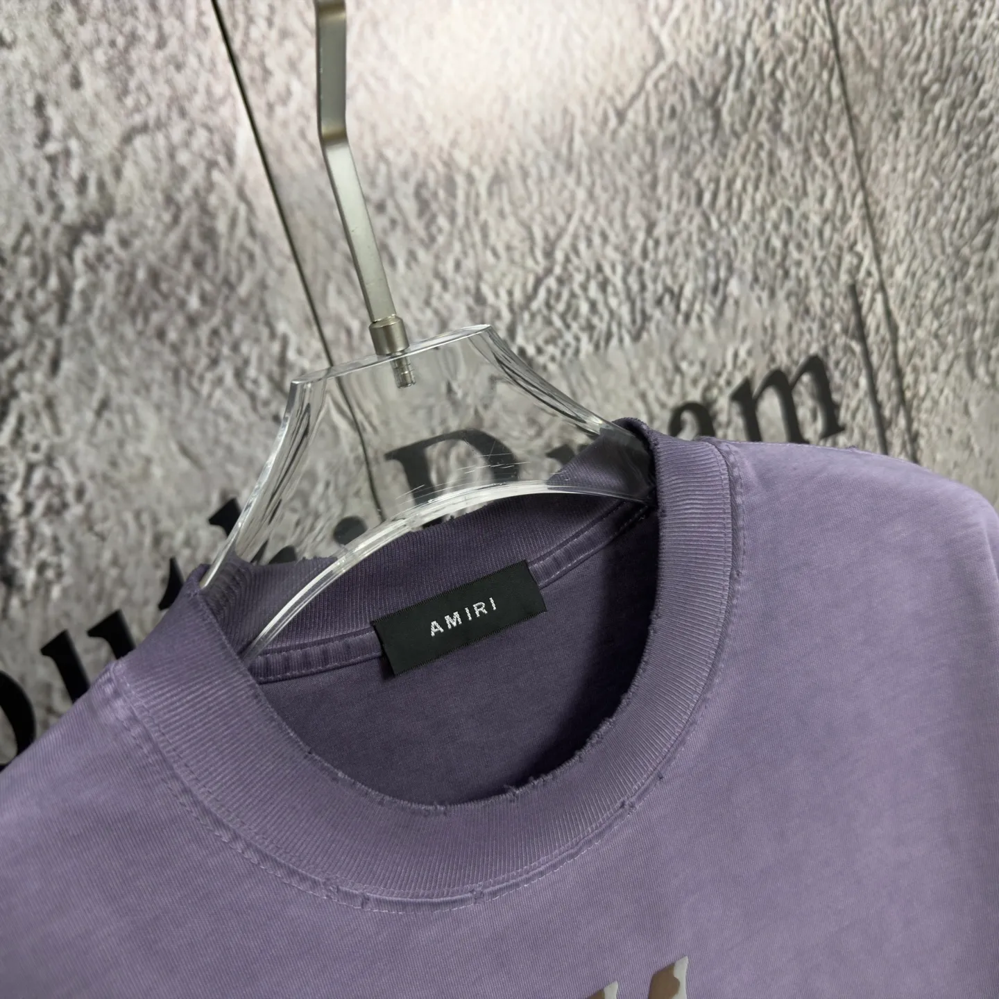 P170 𝙉𝙚𝙬⚜️AMl Amy》 2026 spring and summer new short-sleeved T-shirt, heavyweight pure cotton, washed and distressed, flocked and foamed letter personalized style Color: White Gray Purple Black Size: S M L XL XXL