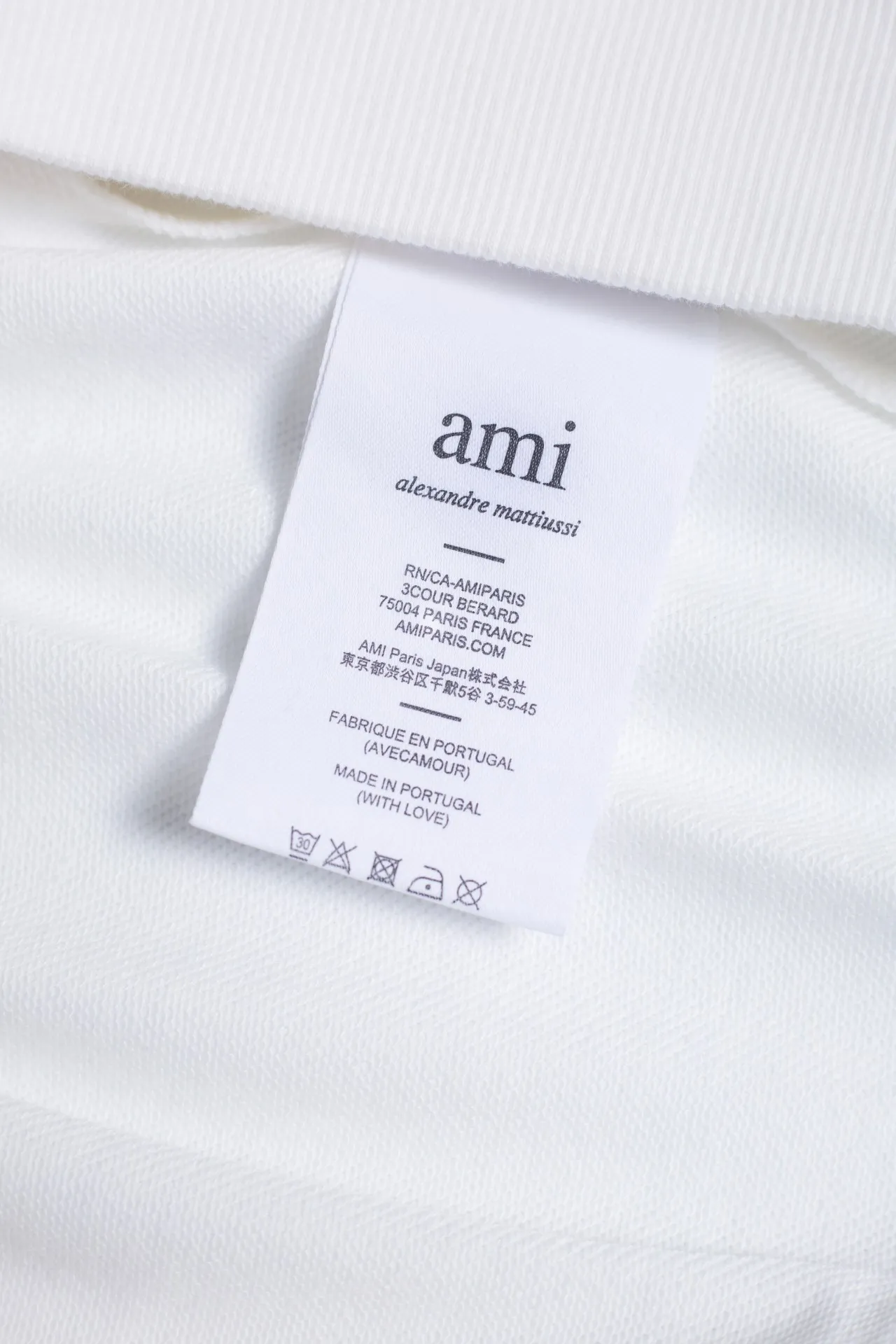 P146 AMI 25 new autumn and winter towel embroidered big heart towel embroidered raglan round neck sweatshirt, customized 360g pure cotton fabric, high version, new main wheat, washed wheat, same style for men and women, color: white, size: S-XL