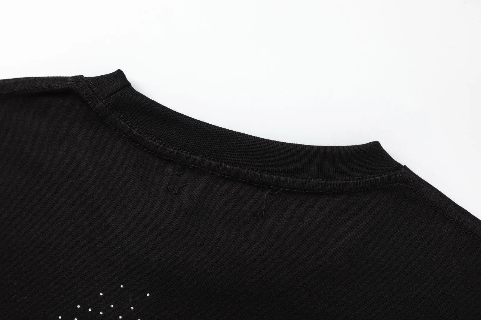 8047#P160, AMIRI hot diamond loose version short-sleeved T-shirt, made of 300 grams of fabric. Color: Black, Size: S M L XL