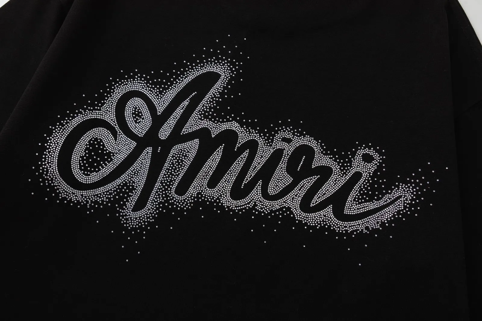 8047#P160, AMIRI hot diamond loose version short-sleeved T-shirt, made of 300 grams of fabric. Color: Black, Size: S M L XL