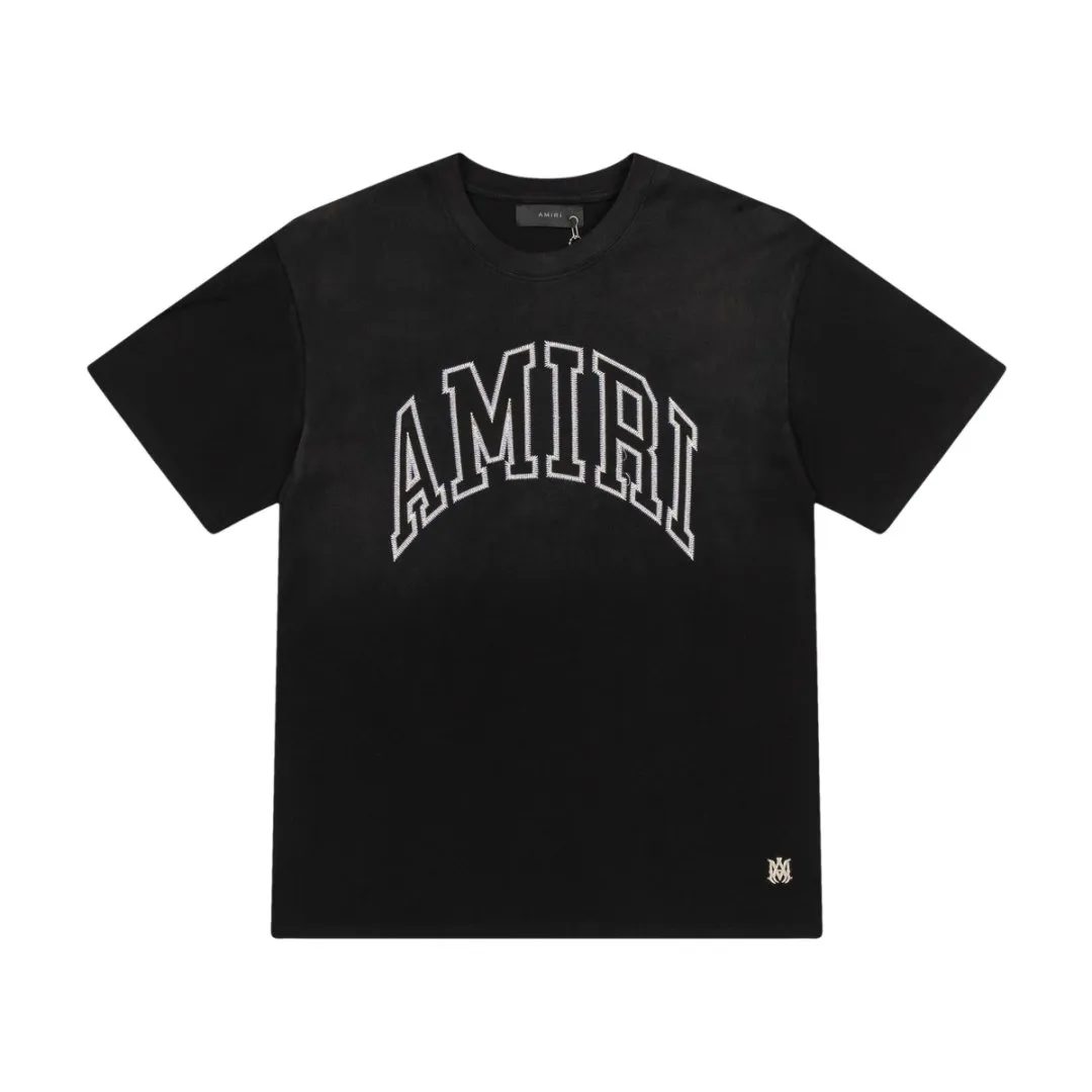 8016#P160amiri washed patch with embroidered logo, made of 300g fabric, colors: black, grapefruit red, green, silver. Size: S M L XL