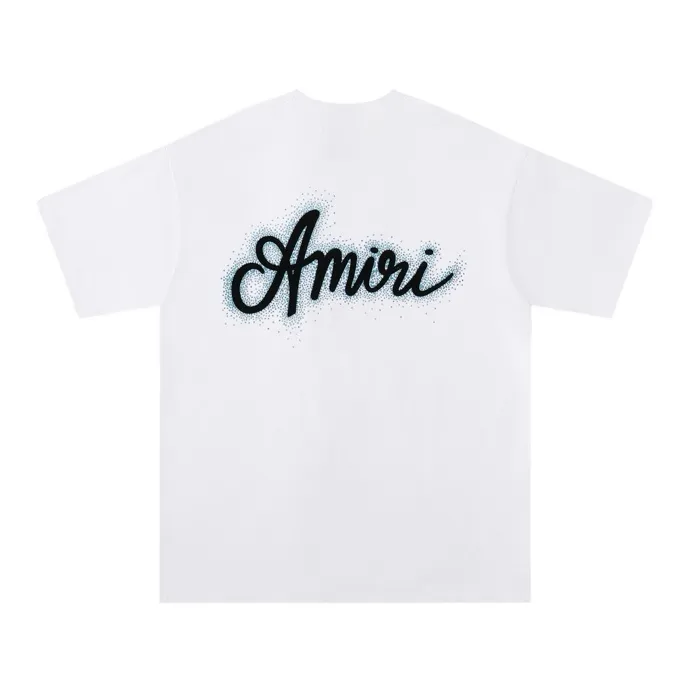 Style number: 715 P126 Fabric: 260g double yarn AMIRI 2025 spring and summer new logo round neck T-shirt high street men and women loose classic letter silver glitter short sleeves Color: black. White Size: S M L XL