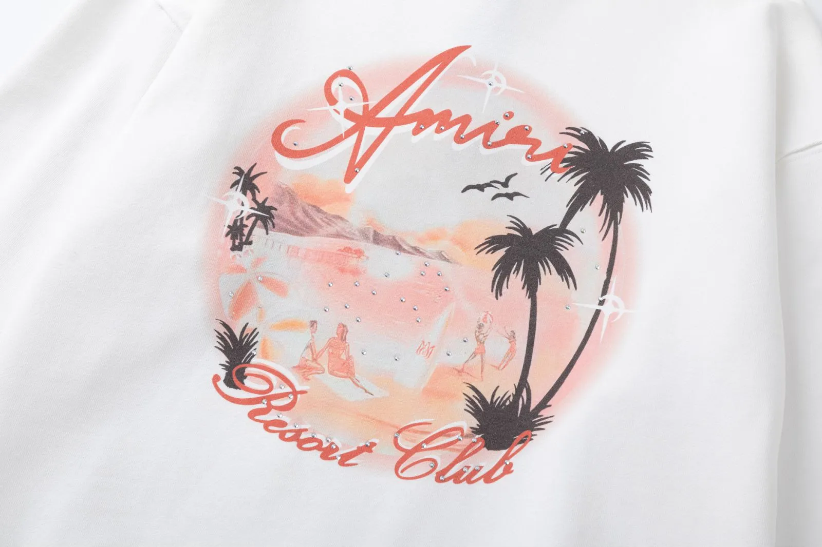 7186#P240, AMIRI Maldives beach LOGO hot diamond processing, color: black, white, size S M L XL