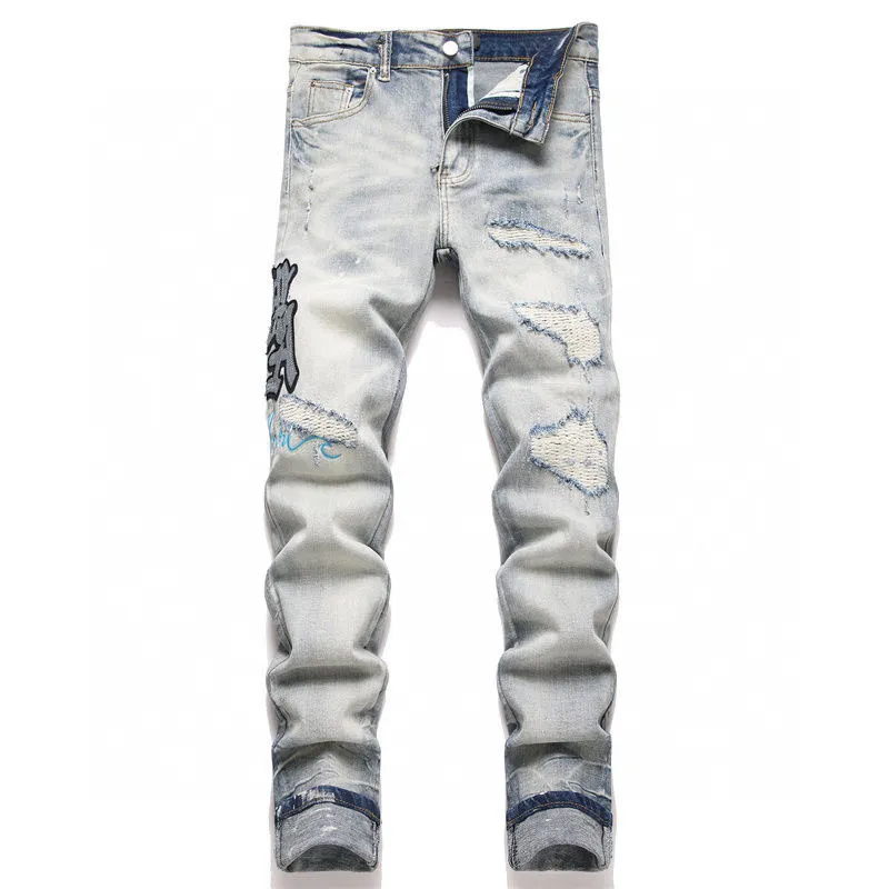 P180 Top replica AMIRI jeans trousers AMIRI high street basic ripped tight stretch jeans trousers Amiriamiri is transliterated as Emil, which is the name of the founder. Mike Amiri, the founder of amiri, grew up in Los Angeles, USA, and was influenced by the local street culture Rock since he was a child. Therefore, he founded the amiri brand named after himself. A variety of trendy clothing meets the needs of different fashion players. Amiri clothing has novel and unique styles and is a well-known street brand in the United States. Many of its styles and styles are loved by many street photographers. Various clothing styles meet the needs of different people, show their unique temperament, and show the trend of dressing. amiri's jeans are relatively famous. Not only do they have many styles, but the quality of the jeans is also very good. Many celebrities have also worn amiri brand jeans.  The jeans of the amiri brand break through the production process and cutting of the original jeans. The fabrics are relatively soft and comfortable, and are not as hard as some jeans, which can irritate the skin and cause the skin to bleed when worn. Los Angeles trendy brand Amiri's jeans are made with great detail from tailoring to texture, adding wrinkles, bullet holes, damage and other details to add to the trendiness of the jeans. You can choose the style that suits you according to your own needs. Only when you wear a suitable style can you have a certain sense of fashion.  In recent years, high street has become a word that appears more and more frequently in men's clothing. High street style has also become an important direction for everyone's matching. High street related items are basically inseparable from oversize or off-shoulder tops. The lower body is matched with trackpants or tight-fitting denim. In my opinion, the most representative one is perhaps annihilation. Color; picture color Size: m l xl xxl