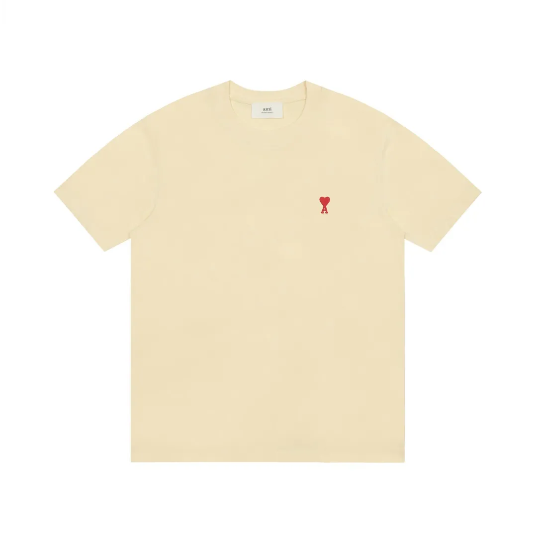 Ami Amy 2024ss autumn classic small embroidered love short sleeves ✅240G Xinjiang long-staple cotton top double yarn, shrinkage rate controlled at 2%, export-grade solid color quality, truly not easy to deform, shrink, and not fade ✅Maximum size can be worn 230 pounds, no pressure to export to Europe and the United States, size S-XL Color: 7 colors, white, black, gray, sky blue, navy, sapphire blue, dark green, coffee, brown, apricot Egg yolk, wine red, meat powder, taro purple