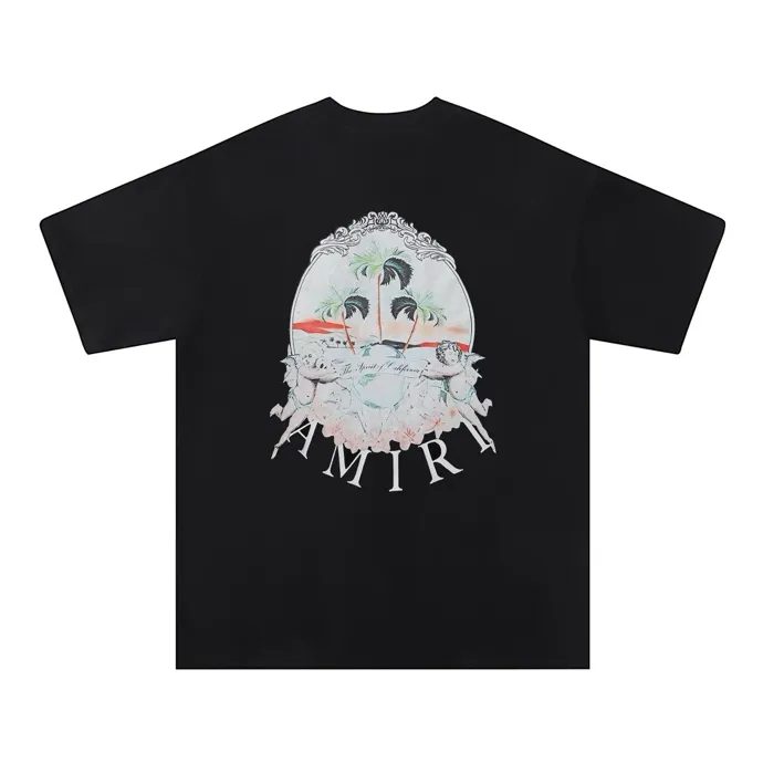 Style number: 697 P126 Fabric: 260g double yarn AMIRI 2025 spring and summer new logo round neck T-shirt high street men and women loose classic letter short sleeves Color: black Size: S M L XL