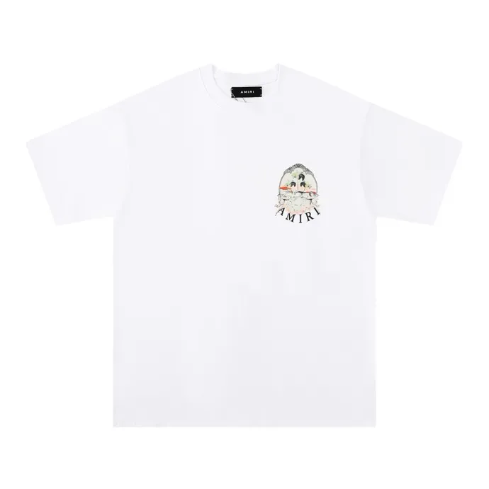 Style number: 697 P126 Fabric: 260g double yarn AMIRI 2025 spring and summer new logo round neck T-shirt high street men and women loose classic letter short sleeves Color: black Size: S M L XL