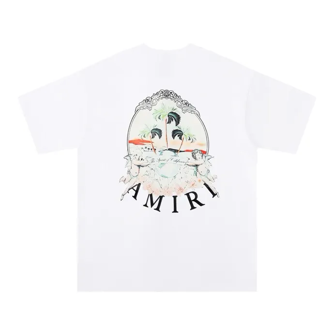Style number: 697 P126 Fabric: 260g double yarn AMIRI 2025 spring and summer new logo round neck T-shirt high street men and women loose classic letter short sleeves Color: black Size: S M L XL