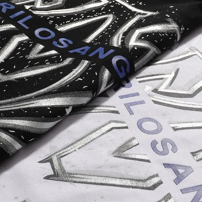 Style number: 723 P126 Fabric: 260g double yarn AMIRI 2025 spring and summer new logo round neck T-shirt high street men and women loose classic letter splash ink hot silver short sleeves Color: black. White Size: S M L XL