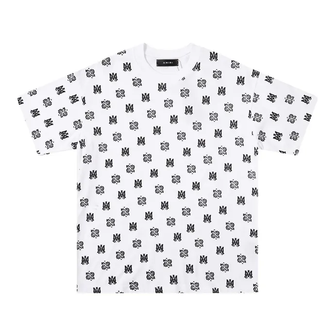 Style number: 688 P126 Fabric: 260g double yarn AMIRI 2024 spring and summer new logo round neck T-shirt high street same style for men and women loose classic letters all over printed LOGO short sleeves Color: white black code number: S M L XL