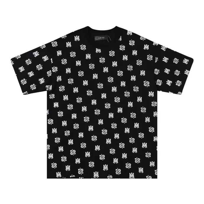 Style number: 688 P126 Fabric: 260g double yarn AMIRI 2024 spring and summer new logo round neck T-shirt high street same style for men and women loose classic letters all over printed LOGO short sleeves Color: white black code number: S M L XL
