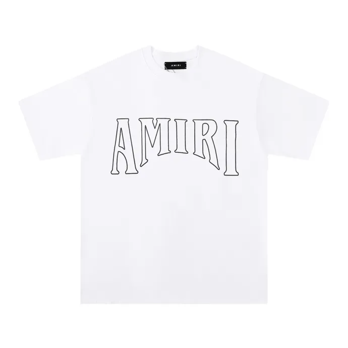 Style number: 696 P120 Fabric: 260g double yarn AMIRI 2025 spring and summer new logo round neck T-shirt high street men and women loose classic sun letter short sleeves Color: white black Size: S M L XL