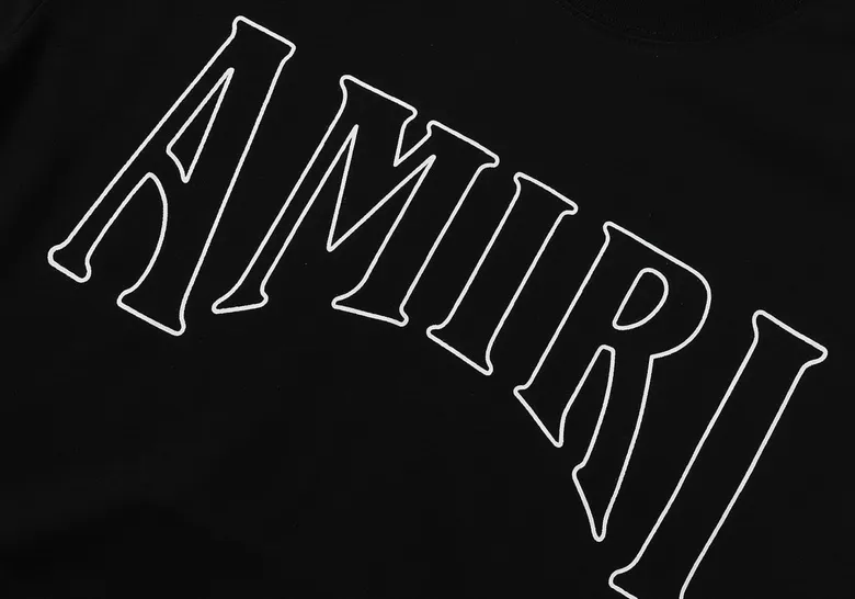 Style number: 696 P120 Fabric: 260g double yarn AMIRI 2025 spring and summer new logo round neck T-shirt high street men and women loose classic sun letter short sleeves Color: white black Size: S M L XL