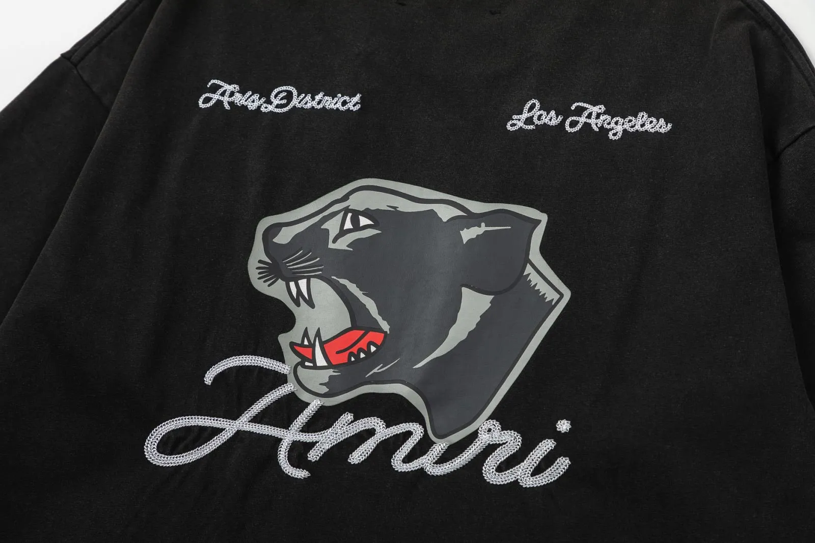 8017#P156amiri washed style with embroidered logo, made of 300g fabric, color: black. Size: S M L XL