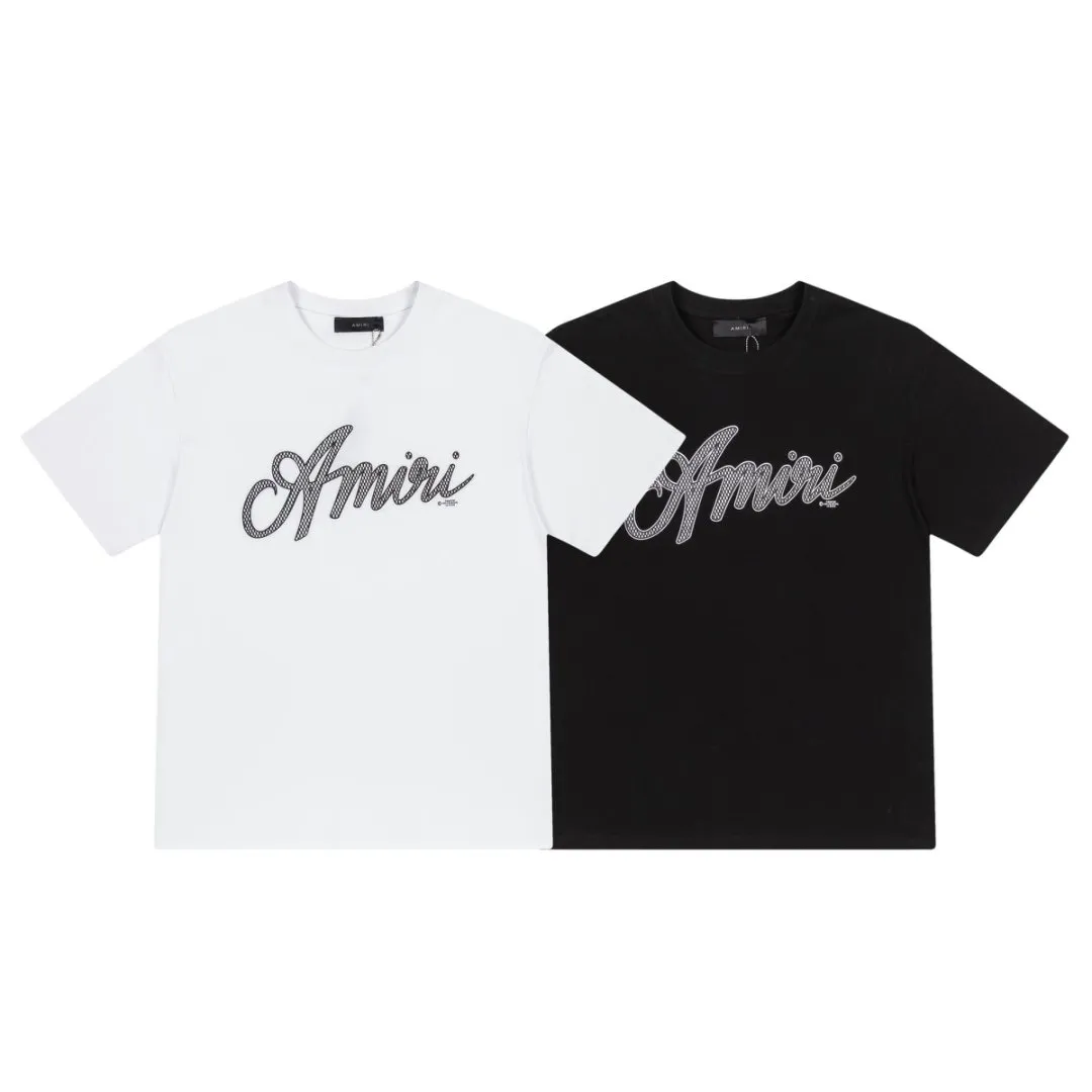 8040#P144amiri new logo loose version T-shirt, made of 300g weight fabric, color: black, white, size: S M L XL