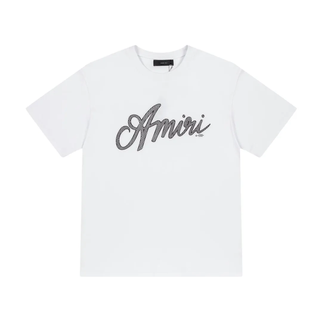8040#P144amiri new logo loose version T-shirt, made of 300g weight fabric, color: black, white, size: S M L XL