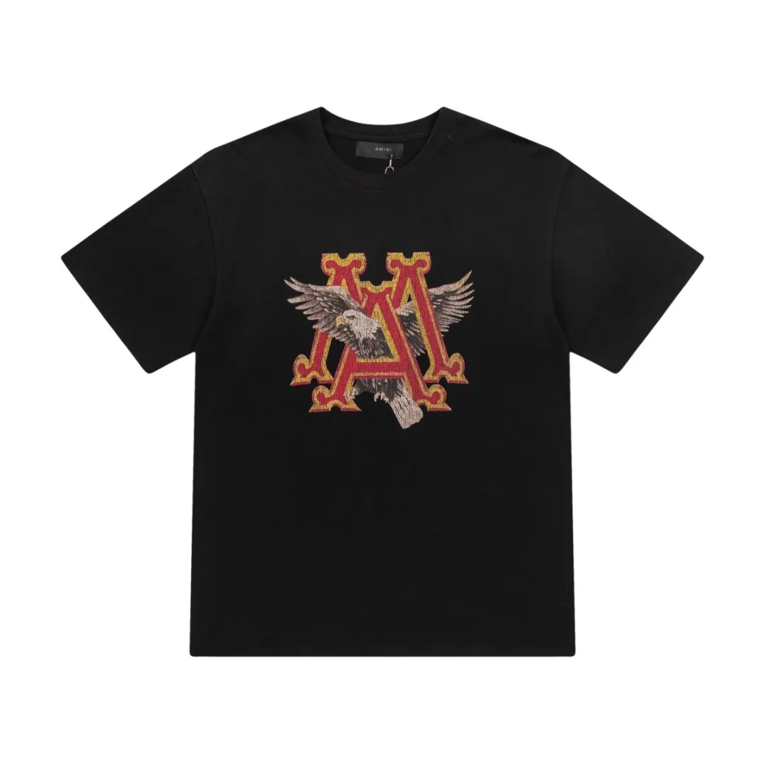 8027#P156amiri washed model with digital printed cracked logo, made of 300g fabric, color: black, dawn silver. Size: S M L XL