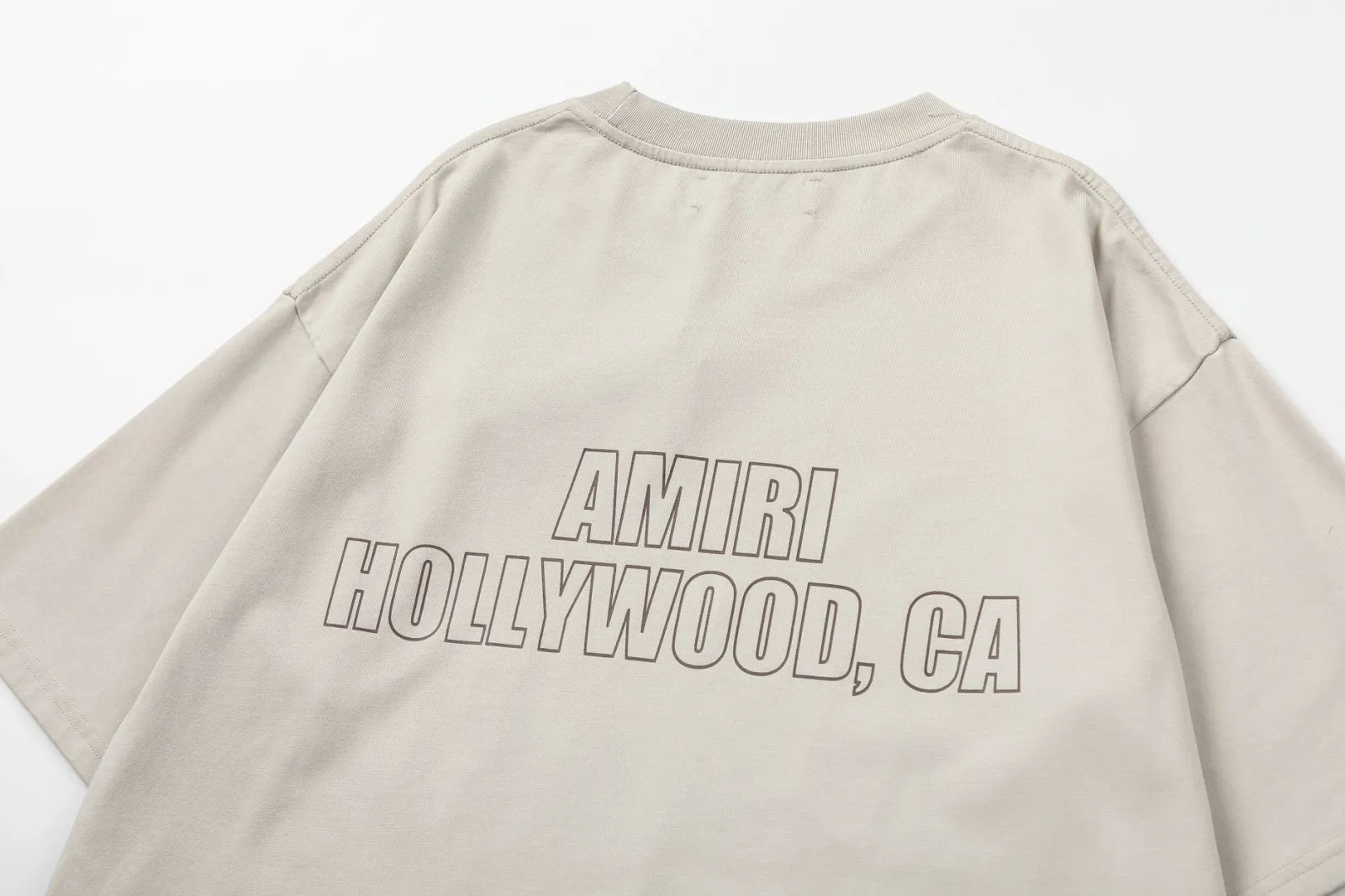 8027#P156amiri washed model with digital printed cracked logo, made of 300g fabric, color: black, dawn silver. Size: S M L XL