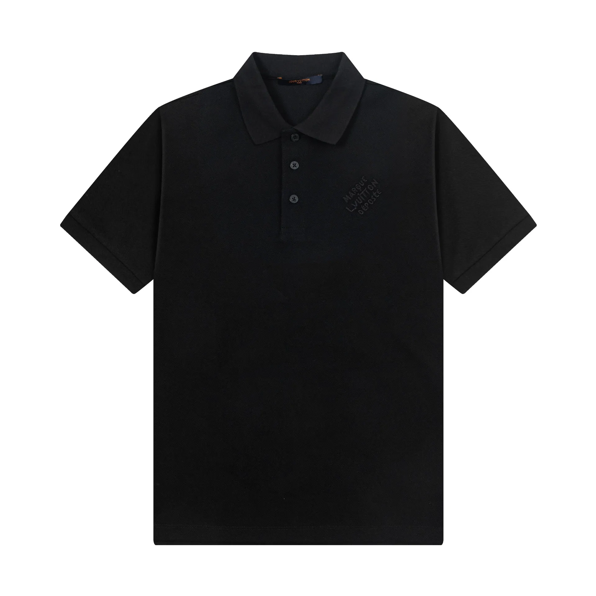 Brand: LV Fabric: Pure cotton Weight: 240 (flat) Color: Black White Size: M-XXL Fashionable new style Simple design Integrated embossed stitching design Customized hardware buttons Gold-plated LOGO The fabric is smooth and breathable Highly comfortable Exquisite workmanship Perfectly restored The best choice for every detail-seeking person This polo shirt is made of pique cotton with a subtle full-width Damier jacquard texture, featuring Marque L.Vuitton déposée logo embroidery brightens the eye. Pearlescent buttons add dandy style and can easily be incorporated into everyday looks.  Regular fit Damier jacquard pique Marque L.Vuitton déposée embroidery on chest Button placket Pearlescent buttons, top button with LV logo Ribbed collar and cuffs 100% cotton