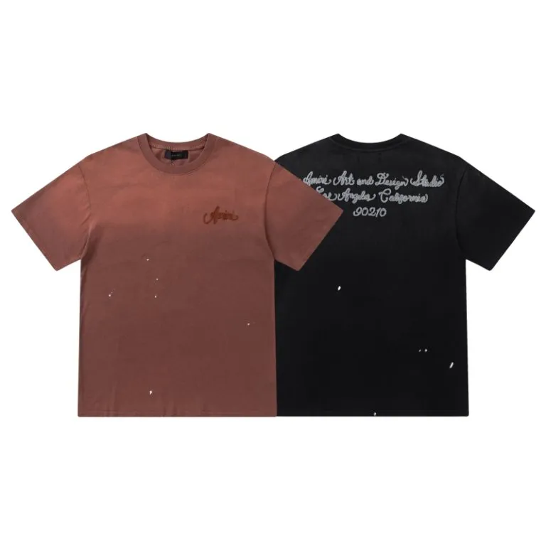 P166 8065#AMIRI classic LOGO embroidered hand-painted washed style, color: black, size: S M L XL