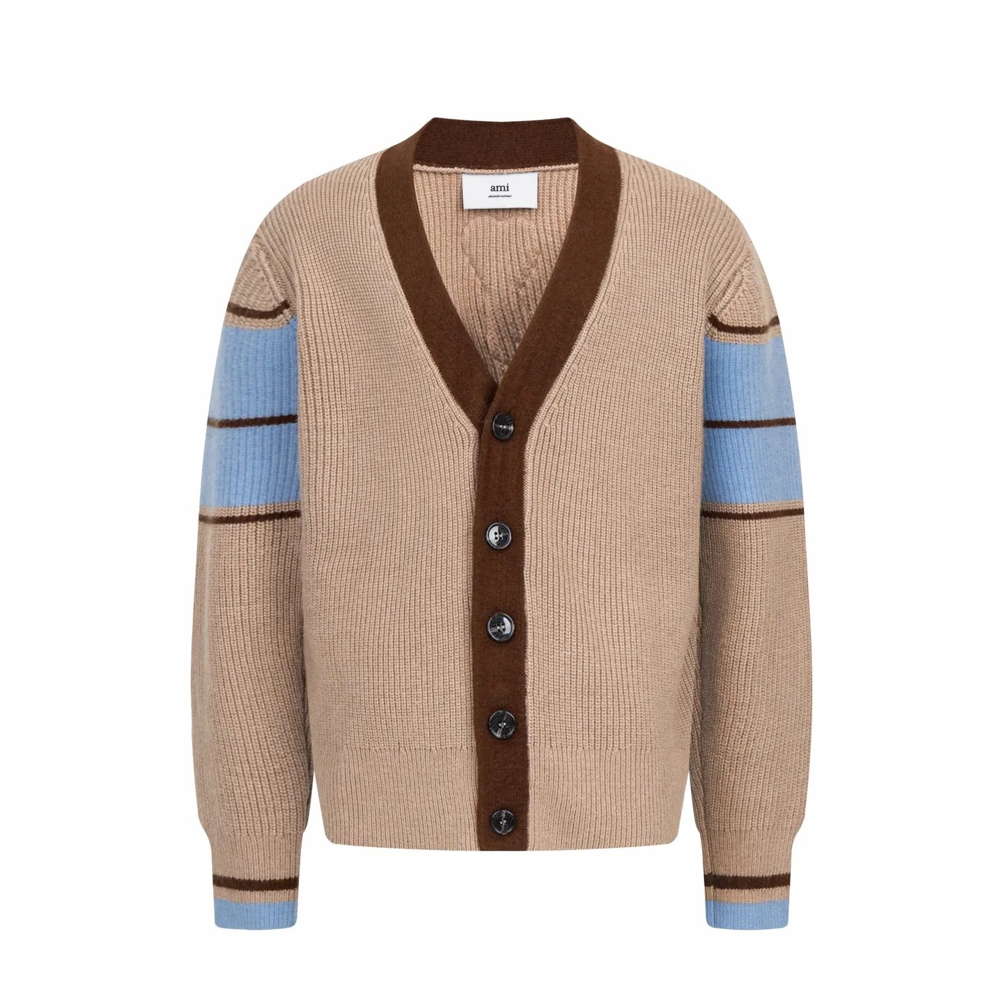 🅿️620 [Exclusive supply] Ami Love Towel Embroidered Contrast Color V-neck Knitted Cardigan (Camel) The original version was purchased for 2,966 and developed. The fabric is made of alpaca wool to maintain a stable shape. The stitching is even and firm, and the details are meticulously handled, reflecting the brand's strict control over quality. The overall design is simple and elegant, suitable for various occasions. Whether it is business or leisure, it can show an elegant and decent style. The overall wiring is straight and delicate, the fabric is comfortable and soft, and the color is consistent without color difference. It can be matched with the same style to create a fashionable look, and can be used in various occasions. Customized accessories, complete with three standards, the same style for men and women. Size:S-M-L-XL