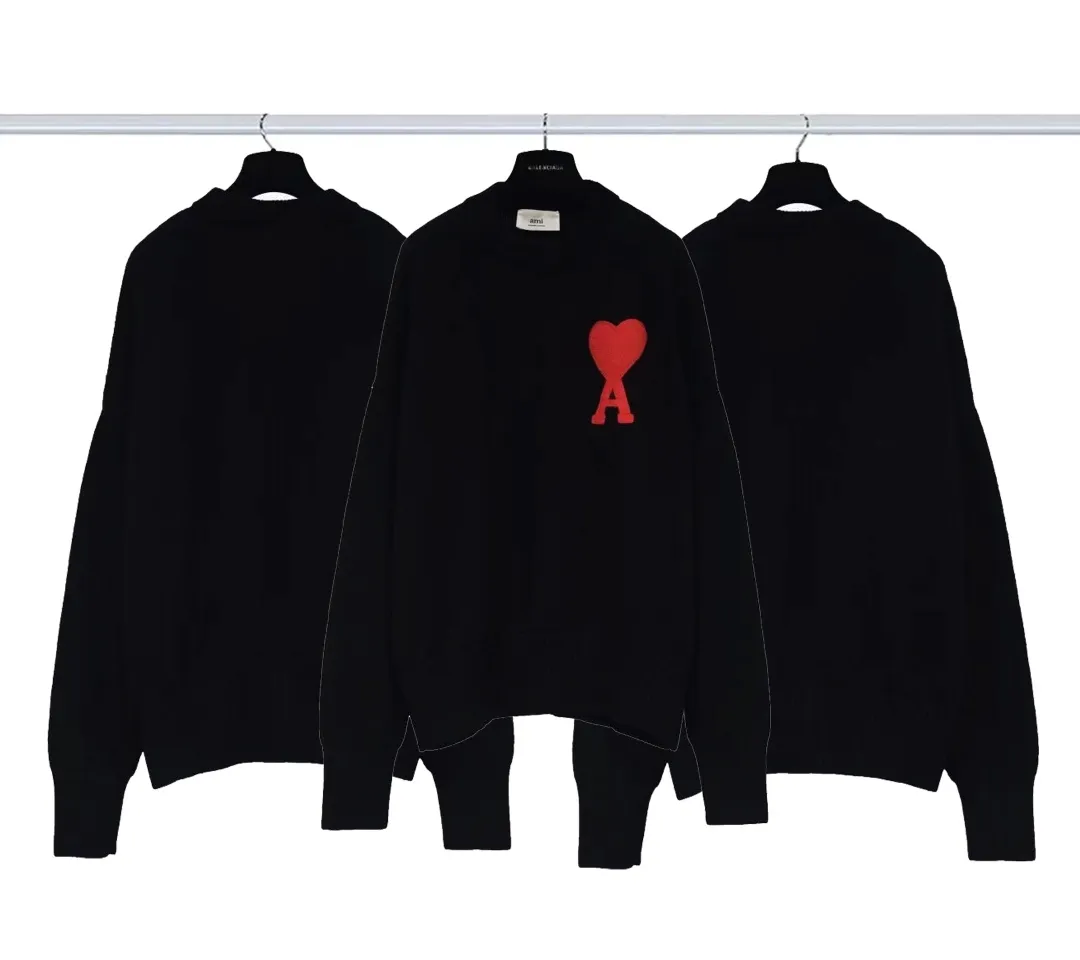 🅿️230 AMI sweater embroidery model ① Differentiated from the core-spun wool replica version on the market ② 100% pure cotton wool ③ Customized weaving weight up to 800 grams ④ Three-label QR code official website sticker ⑤ Official website size: S-L ⑥ Color: black