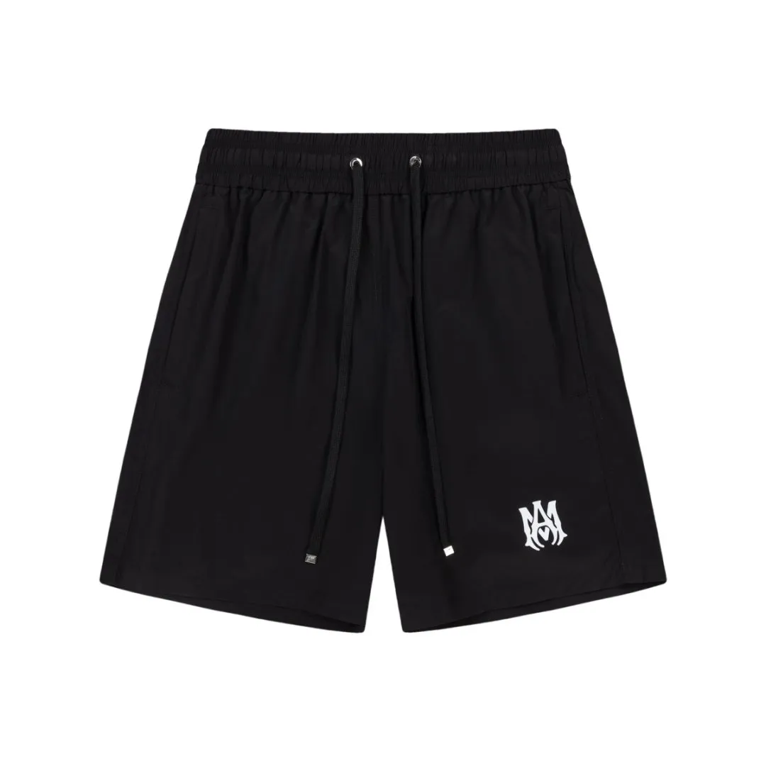 DK019#P220, AMIRI engraved film logo, cool and skin-friendly casual sports beach pants, color: black, Chinese red, size: S M L XL