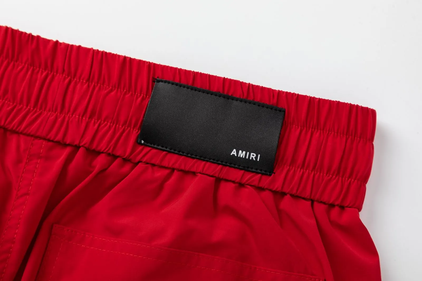 DK019#P220, AMIRI engraved film logo, cool and skin-friendly casual sports beach pants, color: black, Chinese red, size: S M L XL
