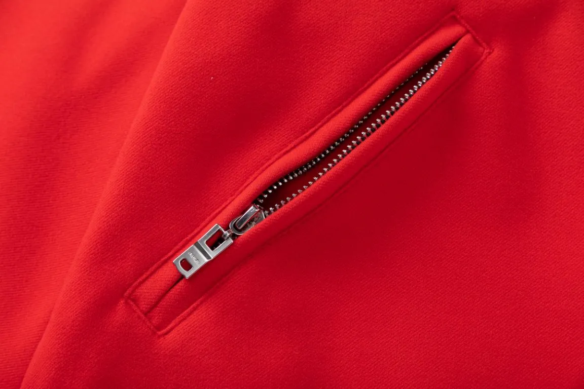 7185#P456, AMIRI leopard head towel embroidered logo, color: Chinese red, size: S M L XL