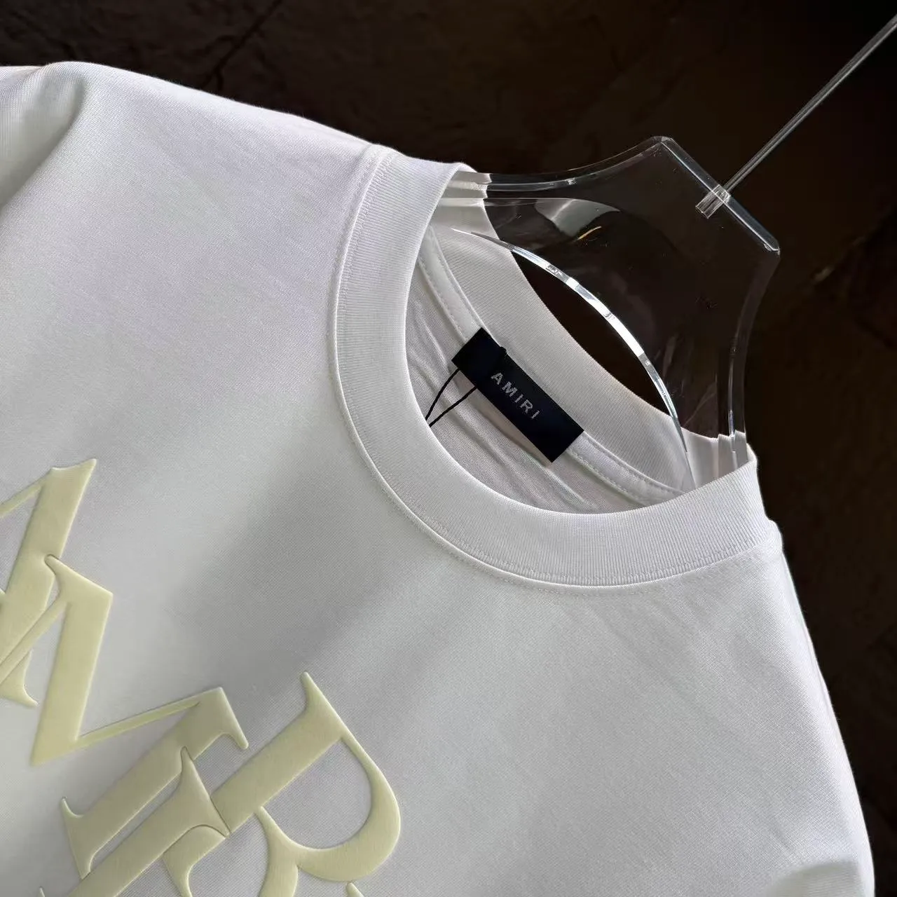 P140 AMIRI* 2025 autumn and winter new short-sleeved T-shirt, customized pure cotton letter logo, three-dimensional foaming, color: black, white, smart color, dark blue, code number: S M L XL XXL
