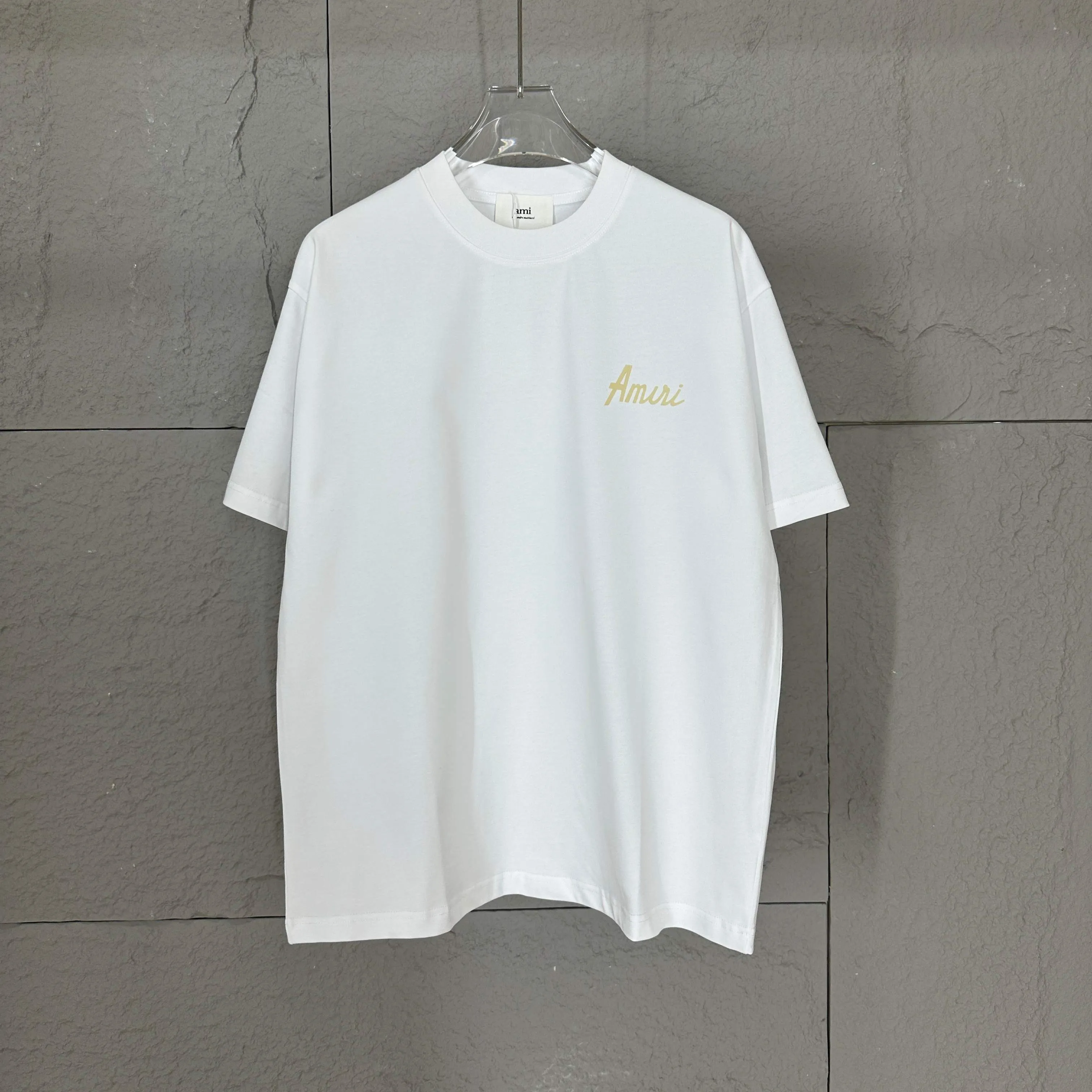 🅿️190 Ami Love 2025 Spring and Summer Style Classic Simple Flocking Three-dimensional Love Letters Personalized Logo Customized Double Yarn Plain Cotton Fabric Short Sleeve T-shirt Unisex Color: Black White Size: S (90-130 catties) M (120-150 catties) L (140-165 catties) XL (160-180 catties) XXL (180-210 pounds)