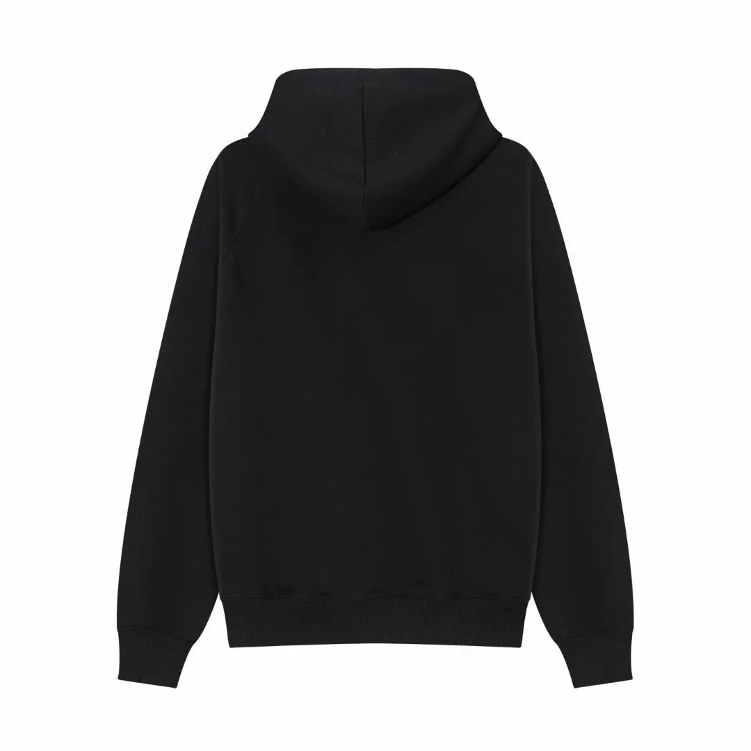680# AMI PARIS 2025 [New products for autumn and winter] Towel embroidered with big love heart Towel embroidered raglan Hooded pullover sweatshirt Customized 360g pure cotton fabric YP replica New main wheat Washable wheat QR code can be scanned Same style for men and women Color: black Size: S-XL