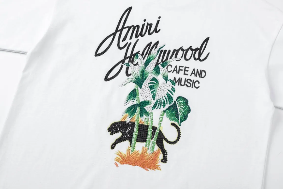 P160 AMIRI coconut palm hot diamond logo, color: black, white, size: S M L XL