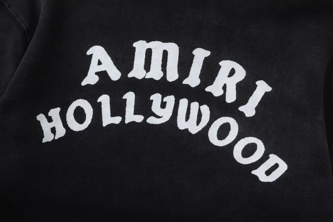 P320 7200#AMIRI classic letter logo printing, using 480 fabric washing process, color: black, size: S M L XL