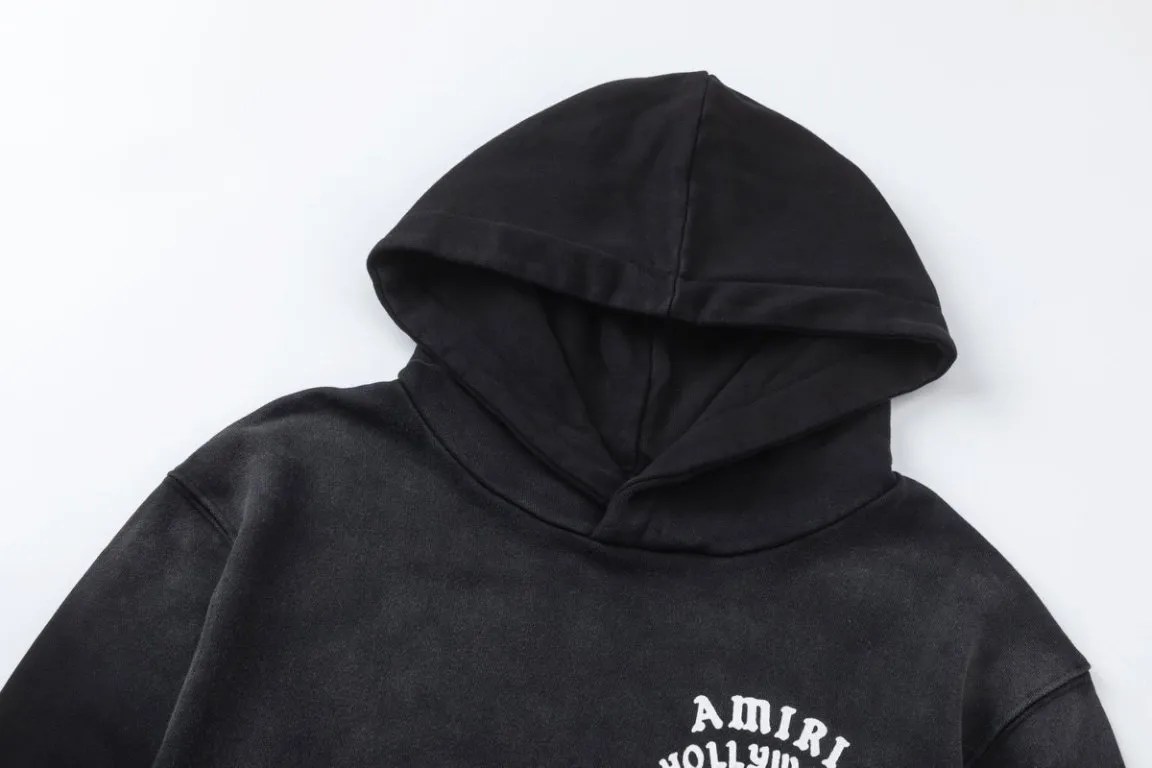 P320 7200#AMIRI classic letter logo printing, using 480 fabric washing process, color: black, size: S M L XL