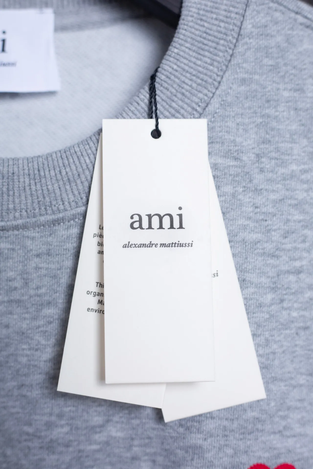 P146 AMI 25 autumn and winter new classic little love embroidered pullover sweatshirt, customized 360g pure cotton fabric, high version, new main wheat, washed wheat, same style for men and women, color: gray, size: S-XL