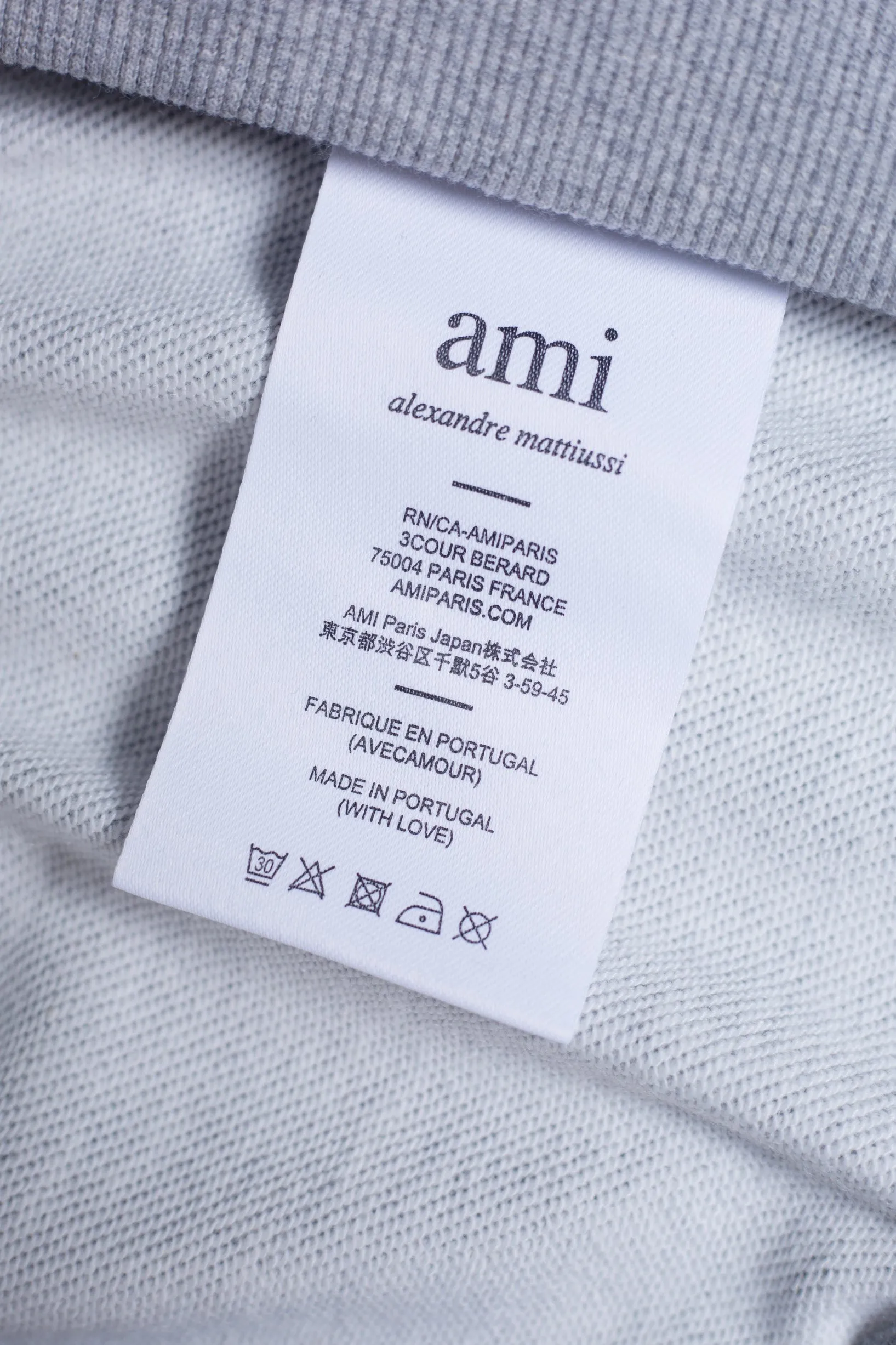 P146 AMI 25 autumn and winter new classic little love embroidered pullover sweatshirt, customized 360g pure cotton fabric, high version, new main wheat, washed wheat, same style for men and women, color: gray, size: S-XL