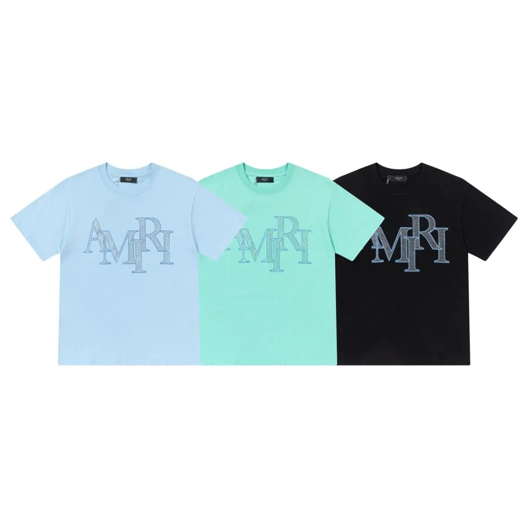 7152#P160AMIRI hot diamond LOGO, color: black, green, light blue. Size: S M L XL