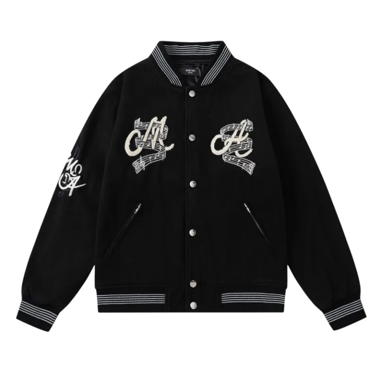 P510 7197#AMIRI musical note letter logo embroidery, color: black, size: S M L XL.