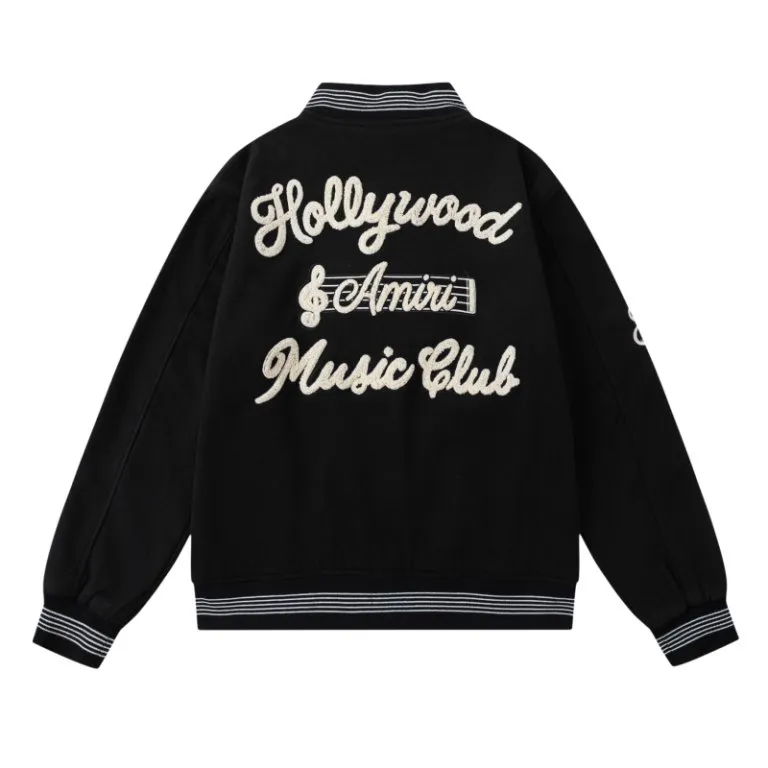 P510 7197#AMIRI musical note letter logo embroidery, color: black, size: S M L XL.