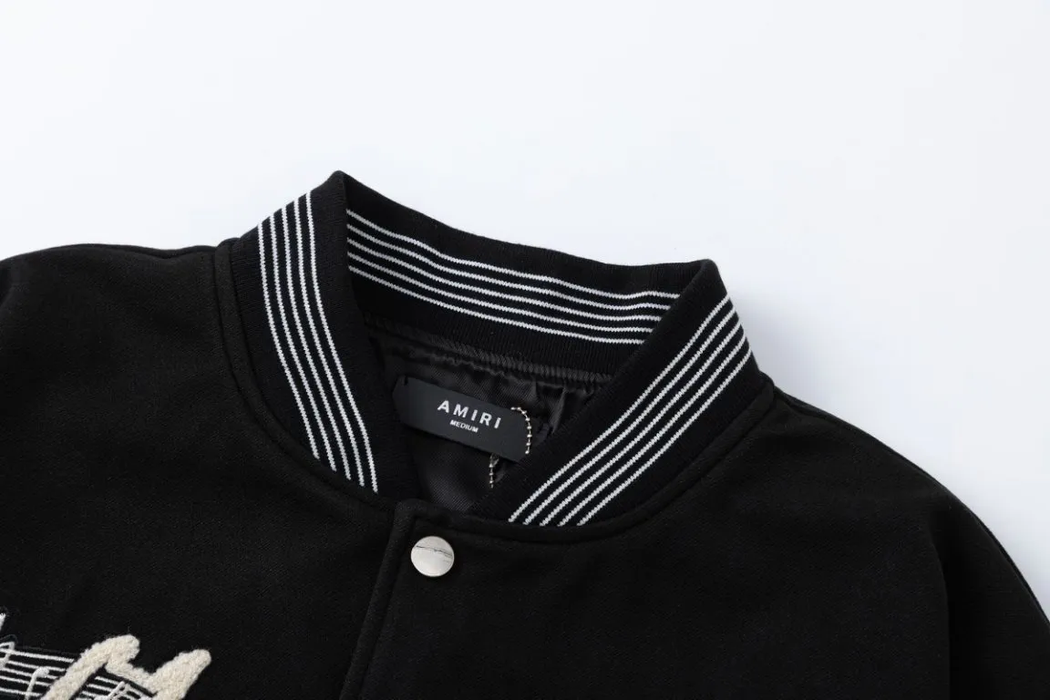 P510 7197#AMIRI musical note letter logo embroidery, color: black, size: S M L XL.