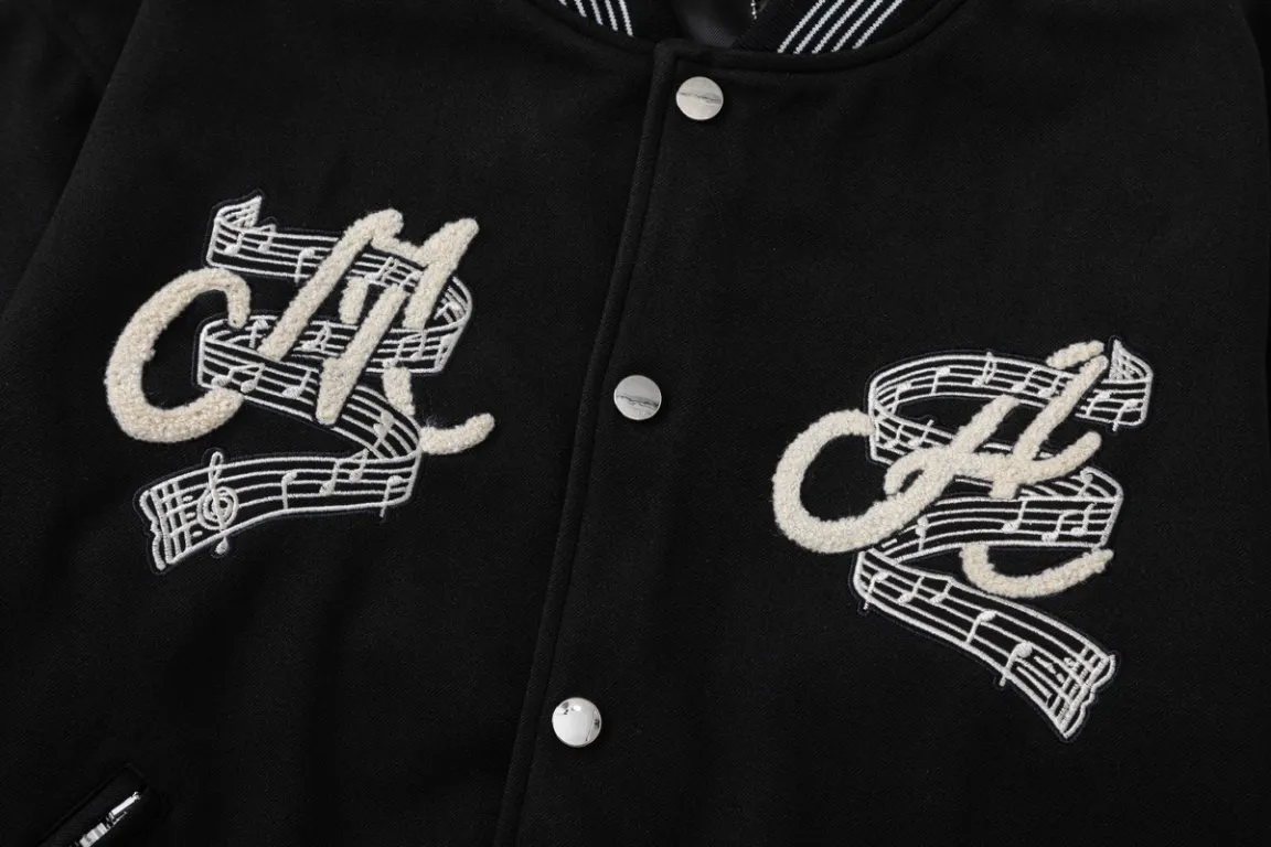 P510 7197#AMIRI musical note letter logo embroidery, color: black, size: S M L XL.