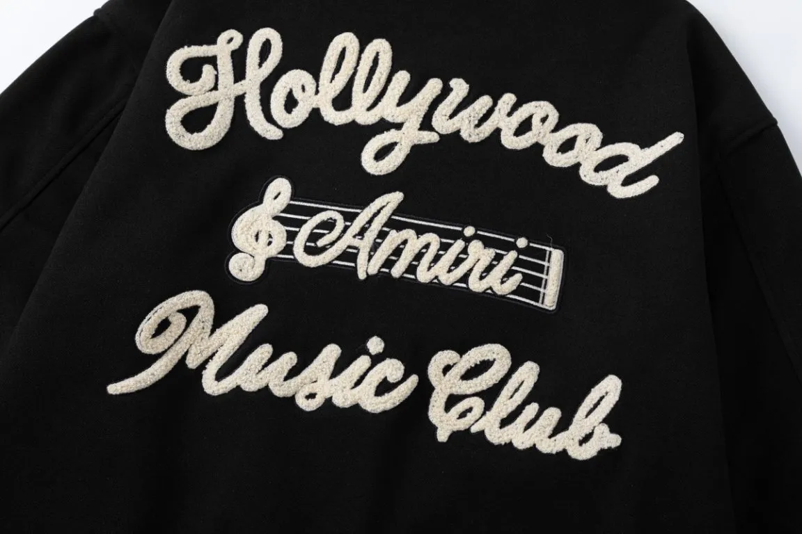 P510 7197#AMIRI musical note letter logo embroidery, color: black, size: S M L XL.