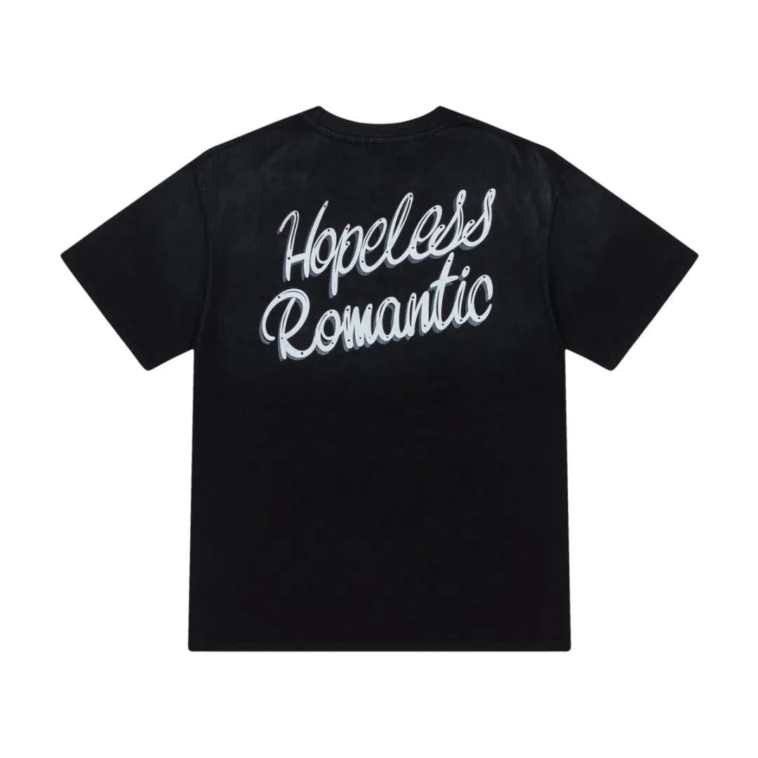 8035#P170, AMIRI cartoon logo, digital direct printing printed washed loose version of T-shirt, made of 300g heavy fabric, color: black, white, size: S M L XL